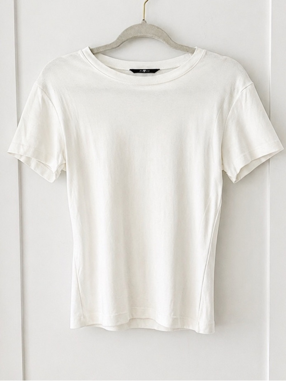 7 For All Mankind White Short Sleeve Crewneck Tee